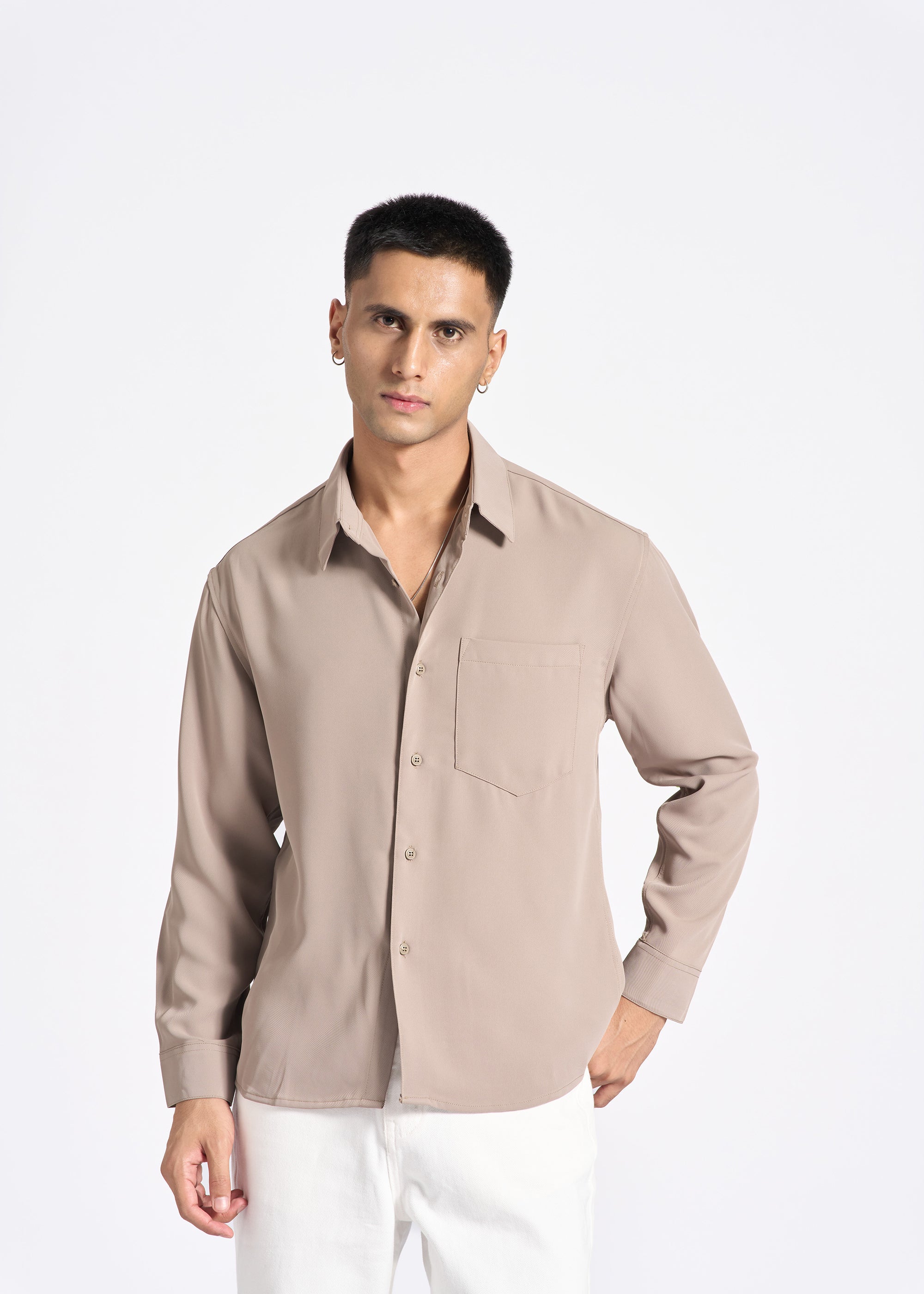 Oversized Full-Sleeve Shirt Solid