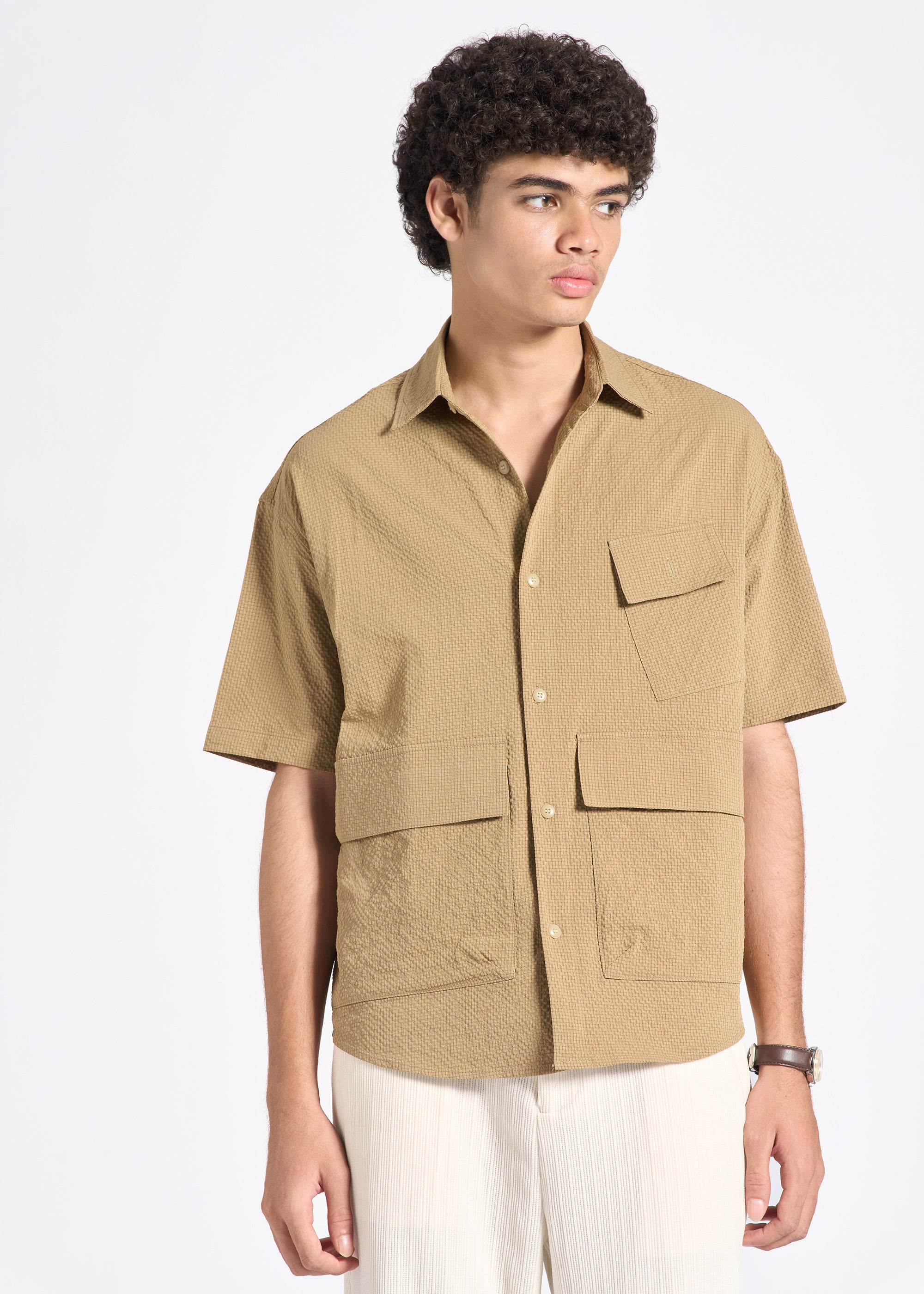 Oversized Half-Sleeve Shirt [Pocket] 2